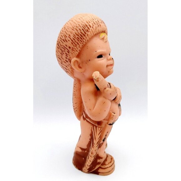 Vintage 1950s Spunky Baby Davy Crockett Rubber Squeak Kids Toys 7.5" - Picture 2 of 5
